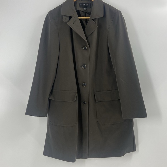 Gallery petite muted grey color car coat button front pockets - Picture 15 of 15